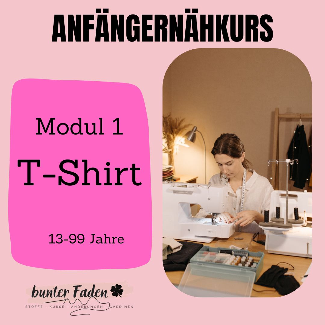 Anfängernähkurs MODUL 1  T-Shirt 20.06.2026 von 9.00 - 14.00 Uhr
