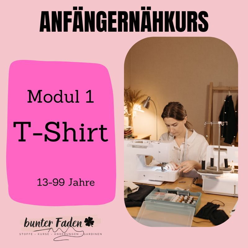Anfängernähkurs MODUL 1  T-Shirt 20.06.2026 von 9.00 - 14.00 Uhr