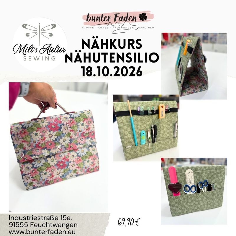 Nähkurs Nähutensilio mit Mili's Atelier, Sonntag 18.10.2026 von 09:00 - 15:00 Uhr Nähkurs Nähutensilio mit Mili's Atelier, Sonntag 18.10.2026 von 09:00 - 15:00 Uhr