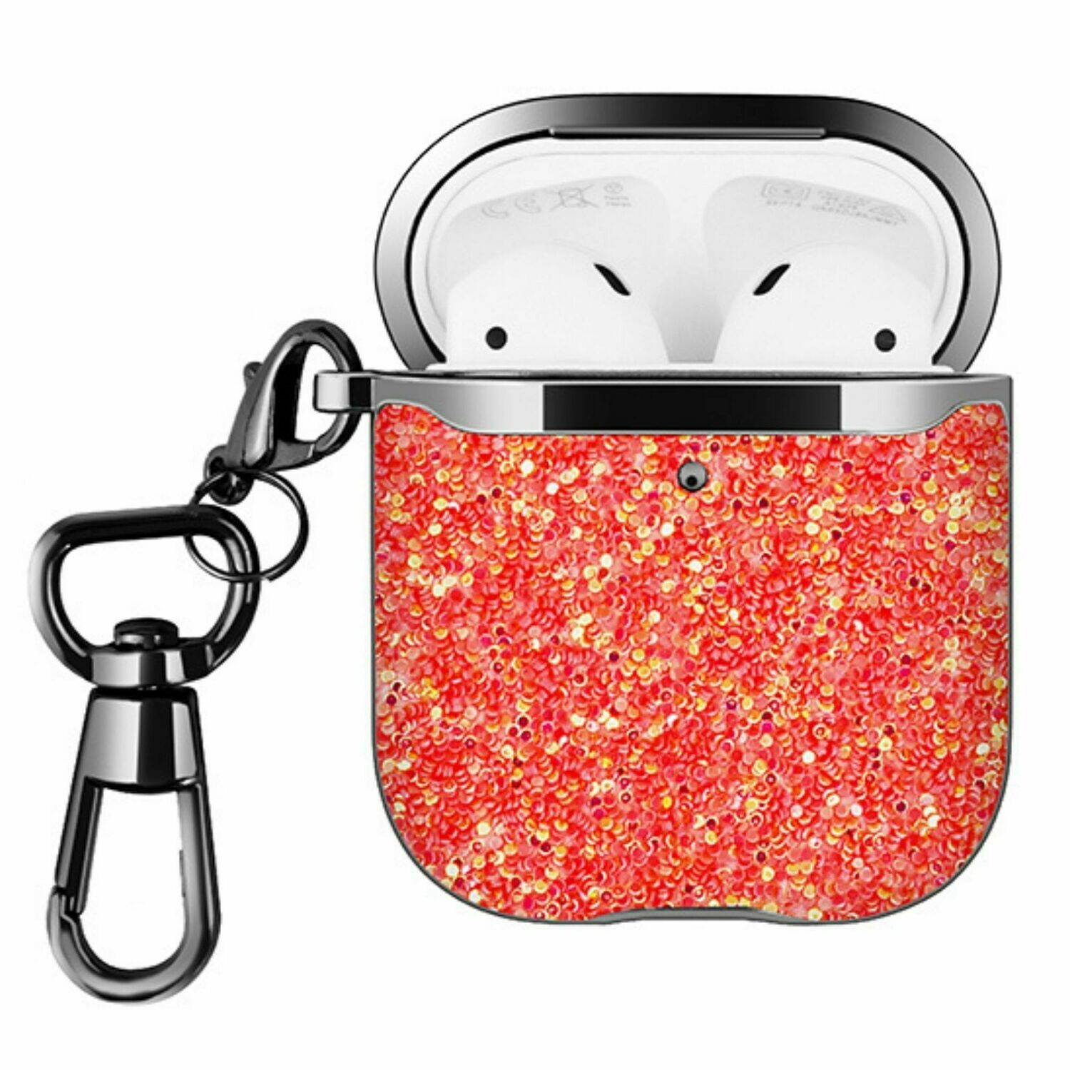 Case Cover for Airpods 1 2 Rhinestone with Keychain Red Dazzle