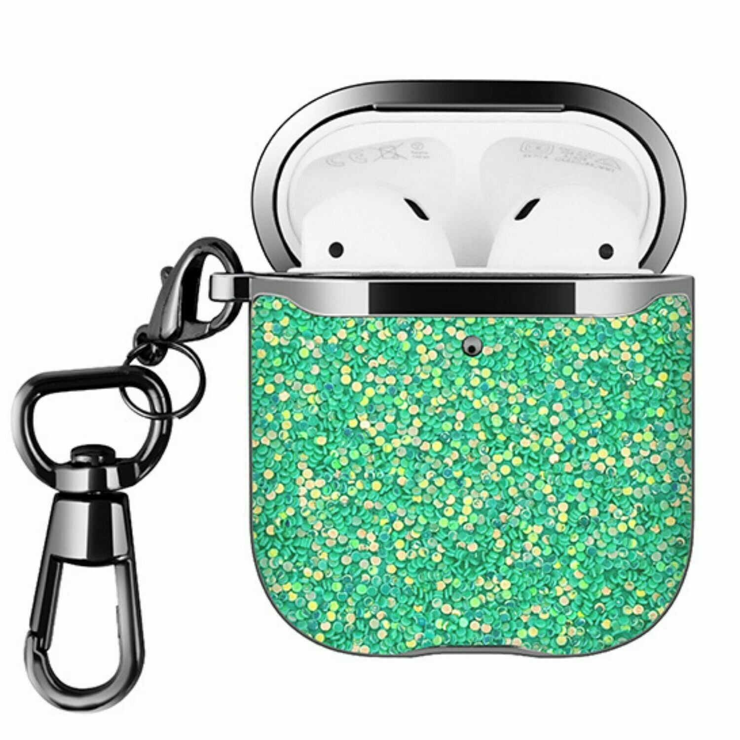 Case Cover for Airpods 1 2 Rhinestone with Keychain Mint Green