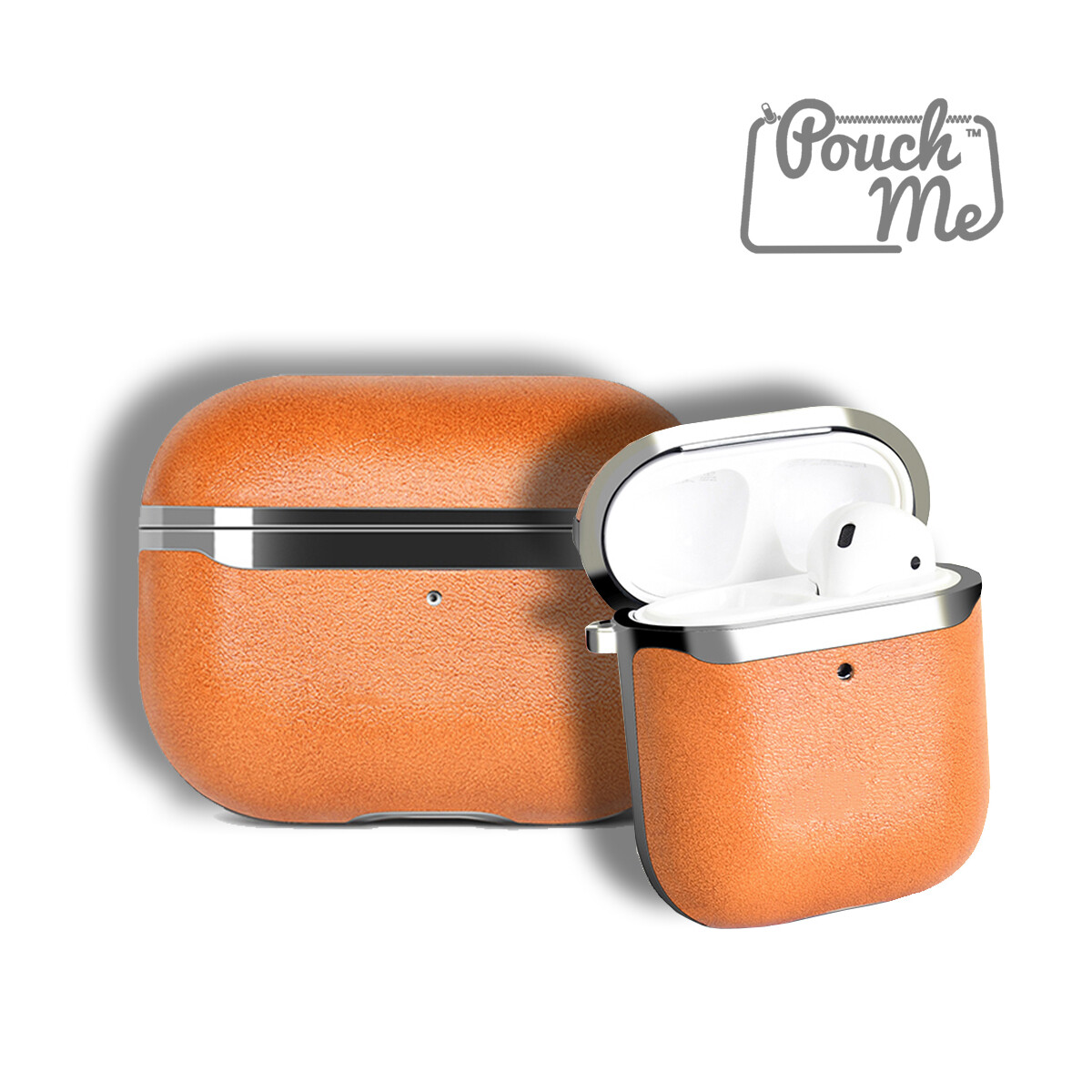 Pouch Me® Leather Case Cover for Airpods with Anti Lost Keychain