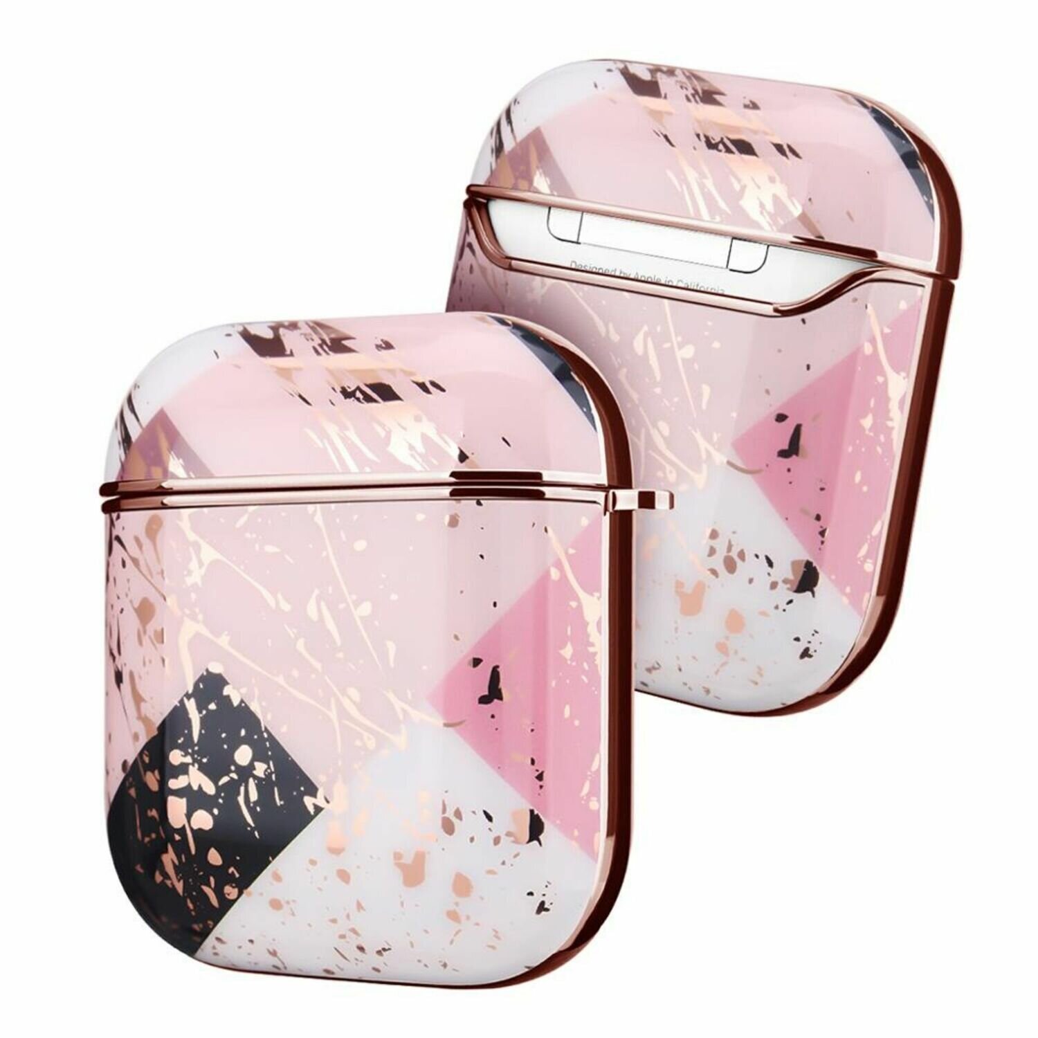 Case Cover for Airpods 1 2 Electroplated Marble | Black Pink