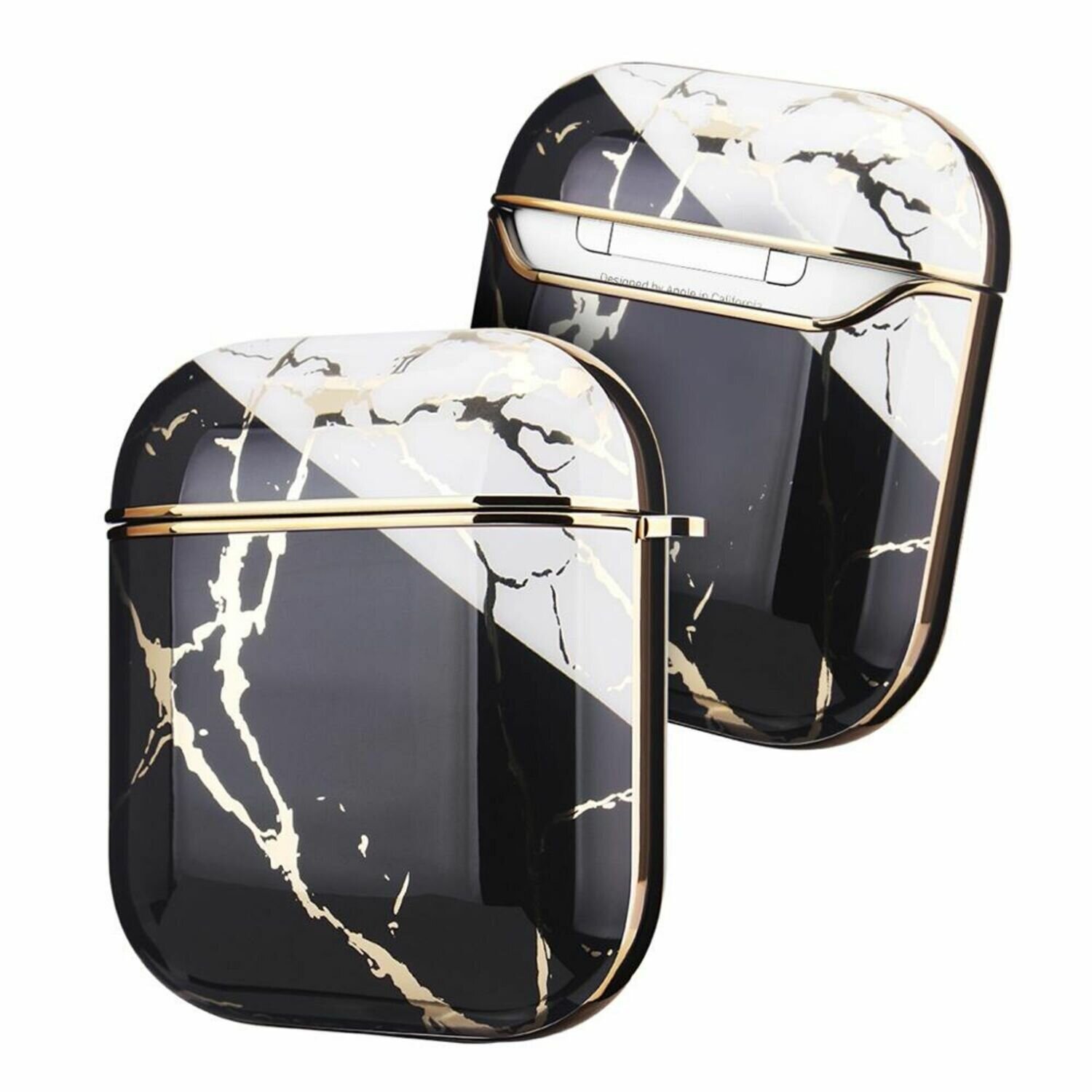 Case Cover for Airpods 1 2 Electroplated Marble | Black White