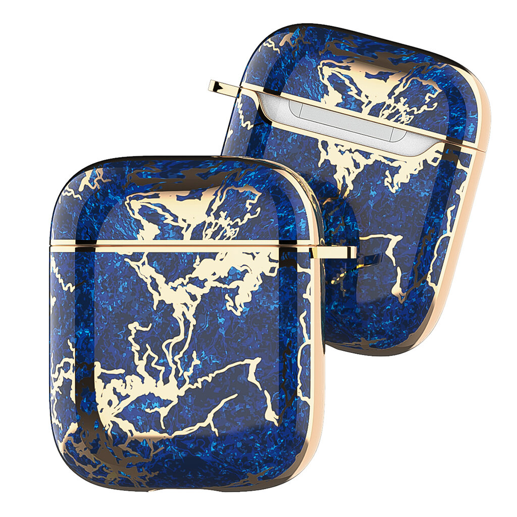 Case Cover for Airpods 1 2 Electroplated Marble | Blue Gold