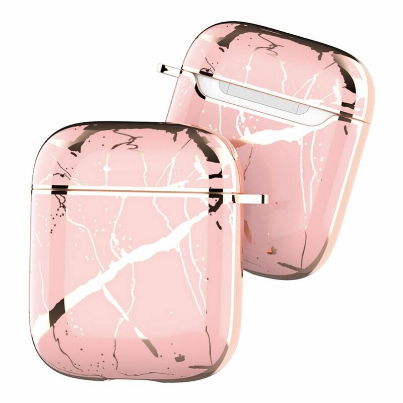 Case Cover for Airpods 1 2 Electroplated Marble | Pink Gold