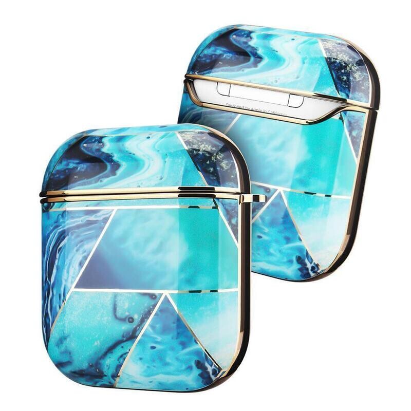 Case Cover for Airpods 1 2 Electroplated Marble | Ocean Blue