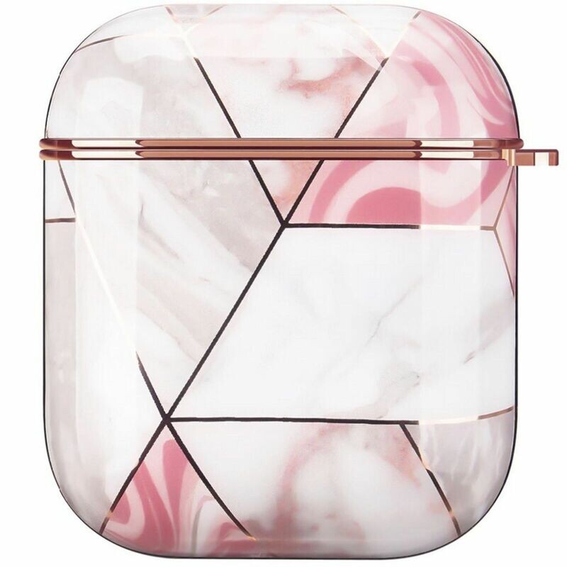 Case Cover for Airpods 1 2 Electroplated Marble | Pink Rose