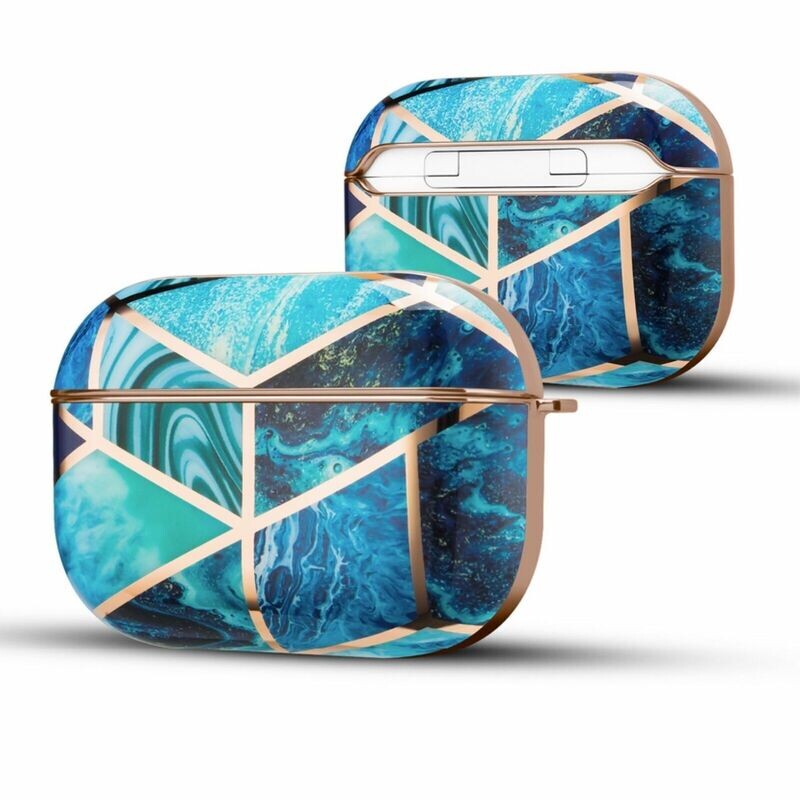 Case Cover for Airpods Pro Electroplated Marble | Blue Gold