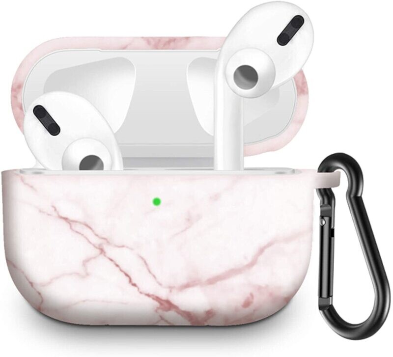 Marble case cover for Airpods Pro with clip hook keychain | Pink