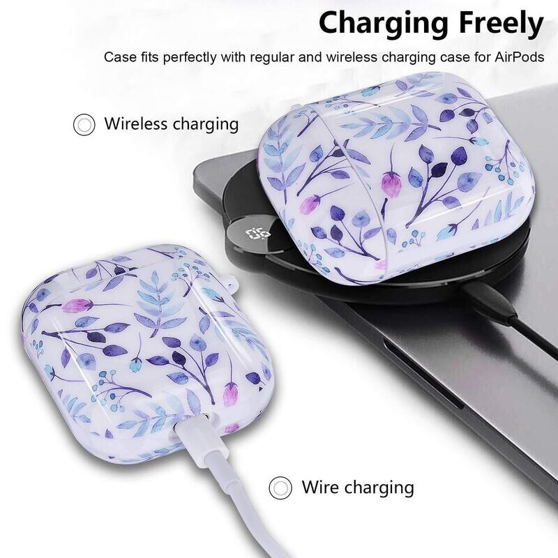 Floral case cover for Airpods Gen 1 & 2 | Purple Leaves