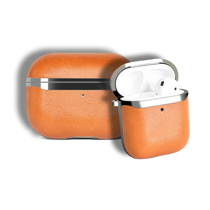 Pouch Me� Leather Case Cover for Airpods 1 & 2 with Tracker Tan