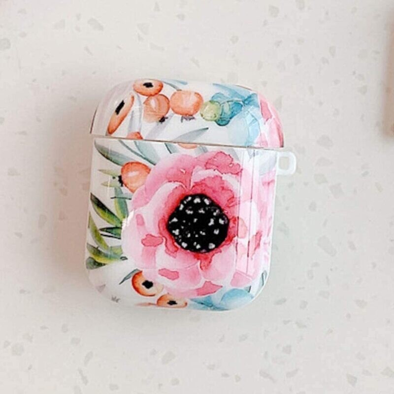 Floral case cover for Airpods Gen 1 & 2 | Pink Poppy