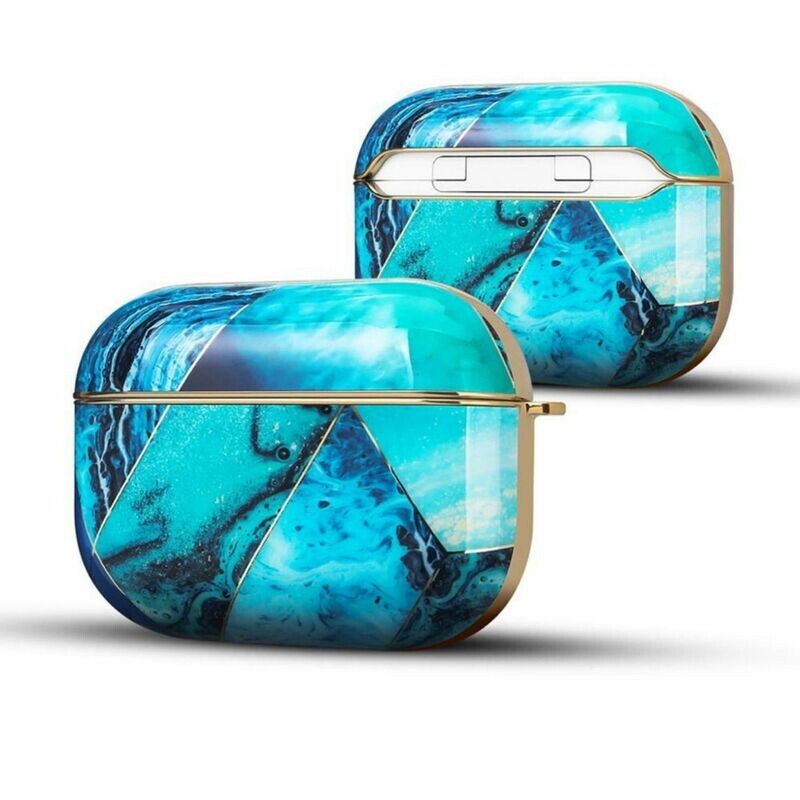 Case Cover for Airpods Pro Electroplated Marble | Ocean Blue