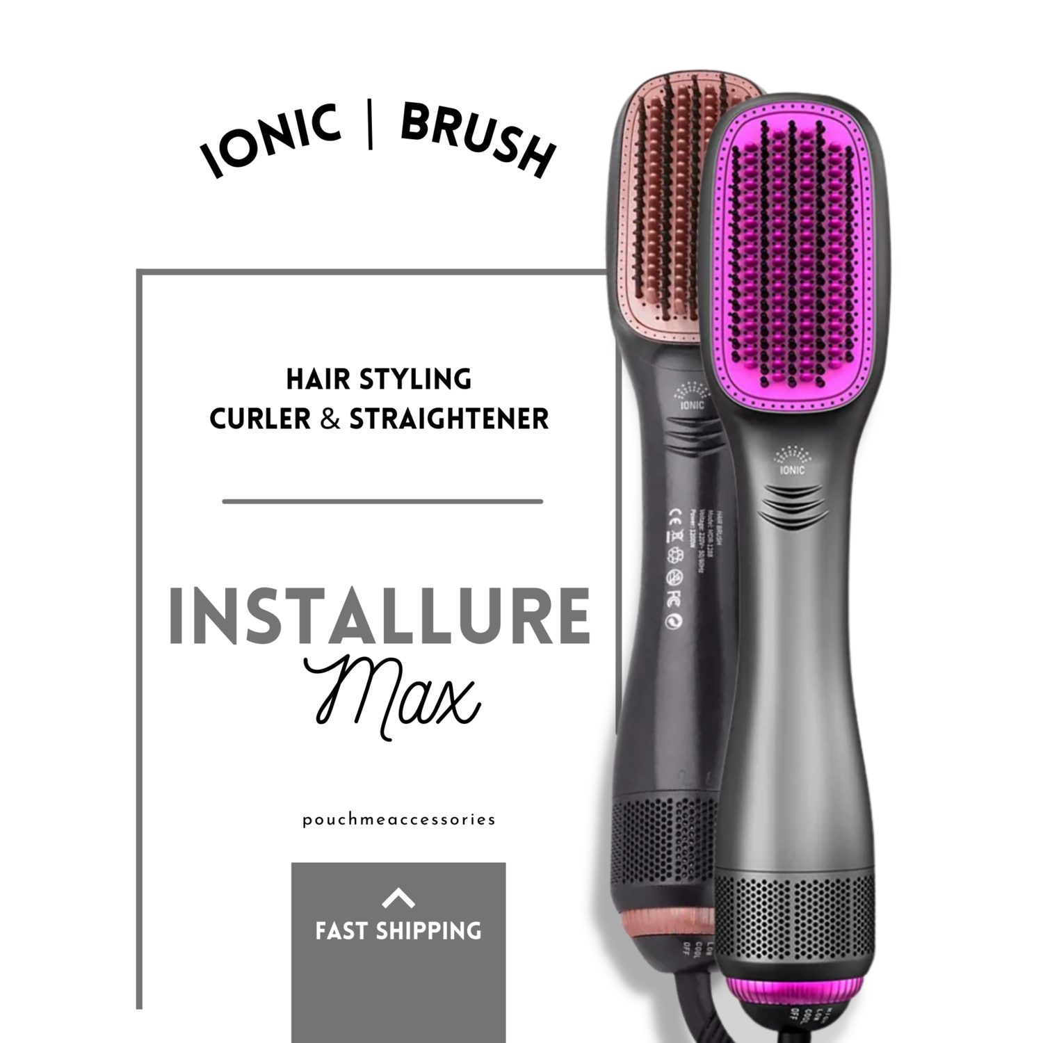 InstAllure Max Ionic Hair Brush Dryer Hot & Cold Air Blowing Comb Professional Salon One Step Hair Drier