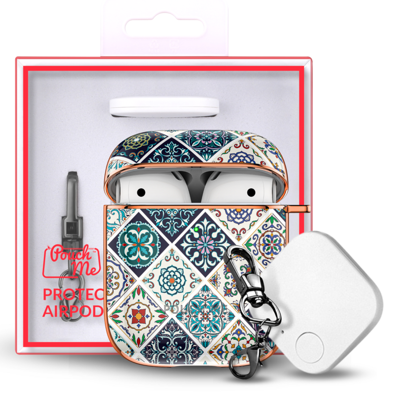POUCH ME� Case Cover For Airpods 1 2 With Tracker Tile - Mediterranean Grace