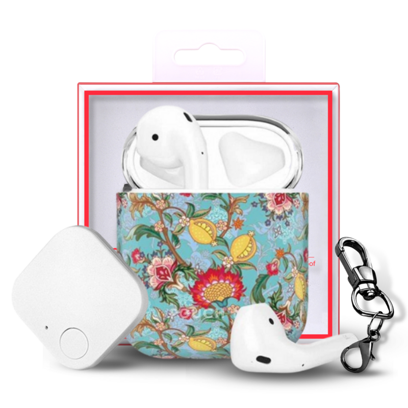 Finder Series™ Airpods Case Cover Gen 1 & 2 With Tracker Tile by Pouch Me - Lemon Splash