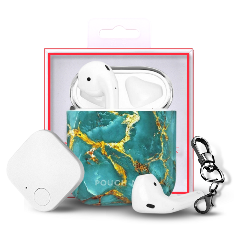 Finder Series™ Airpods Case Cover Gen 1 & 2 With Tracker Tile by Pouch Me - Golden Ocean
