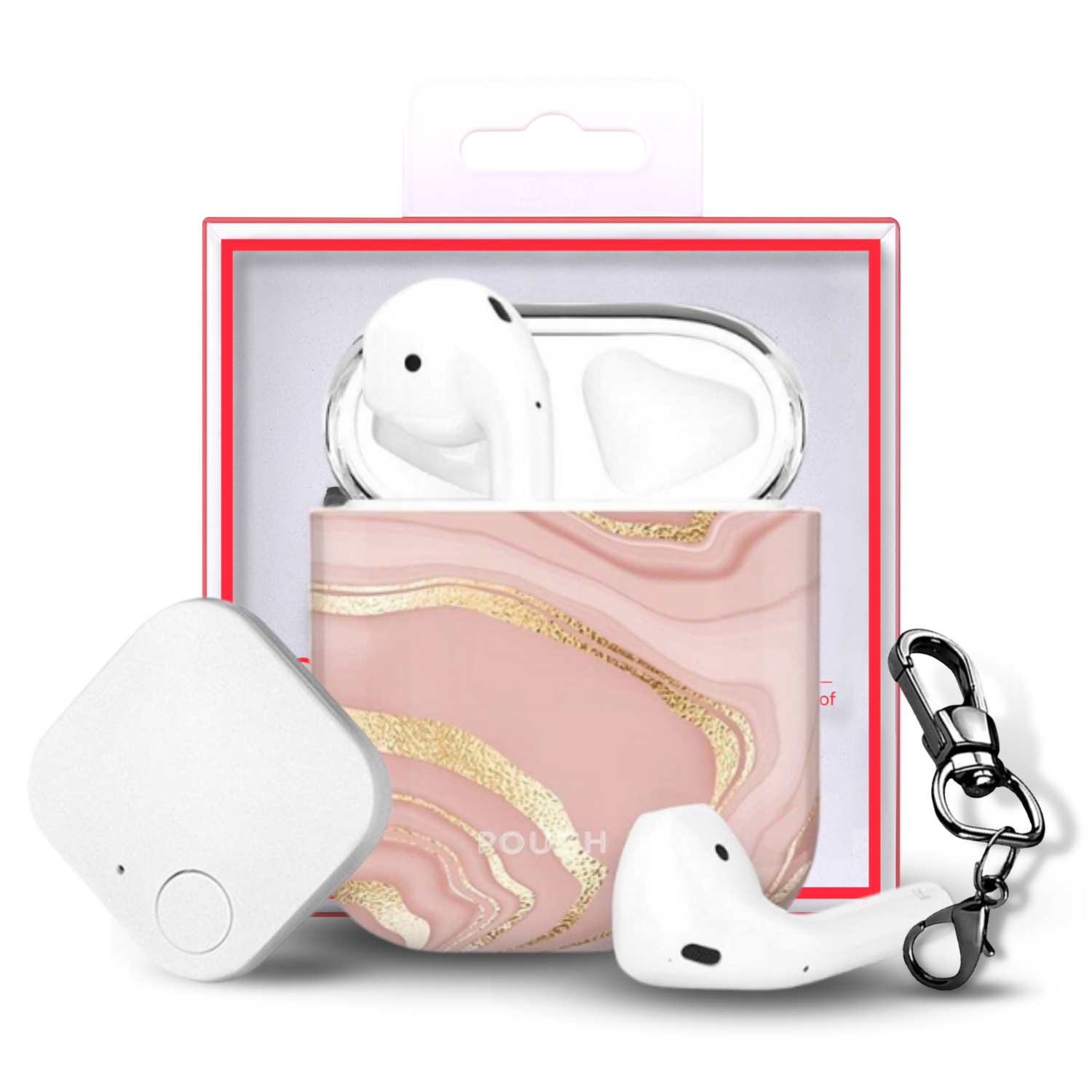 Finder Series™ Airpods Case Cover Gen 1 &amp; 2 With Tracker Tile by Pouch Me - Pinkcess