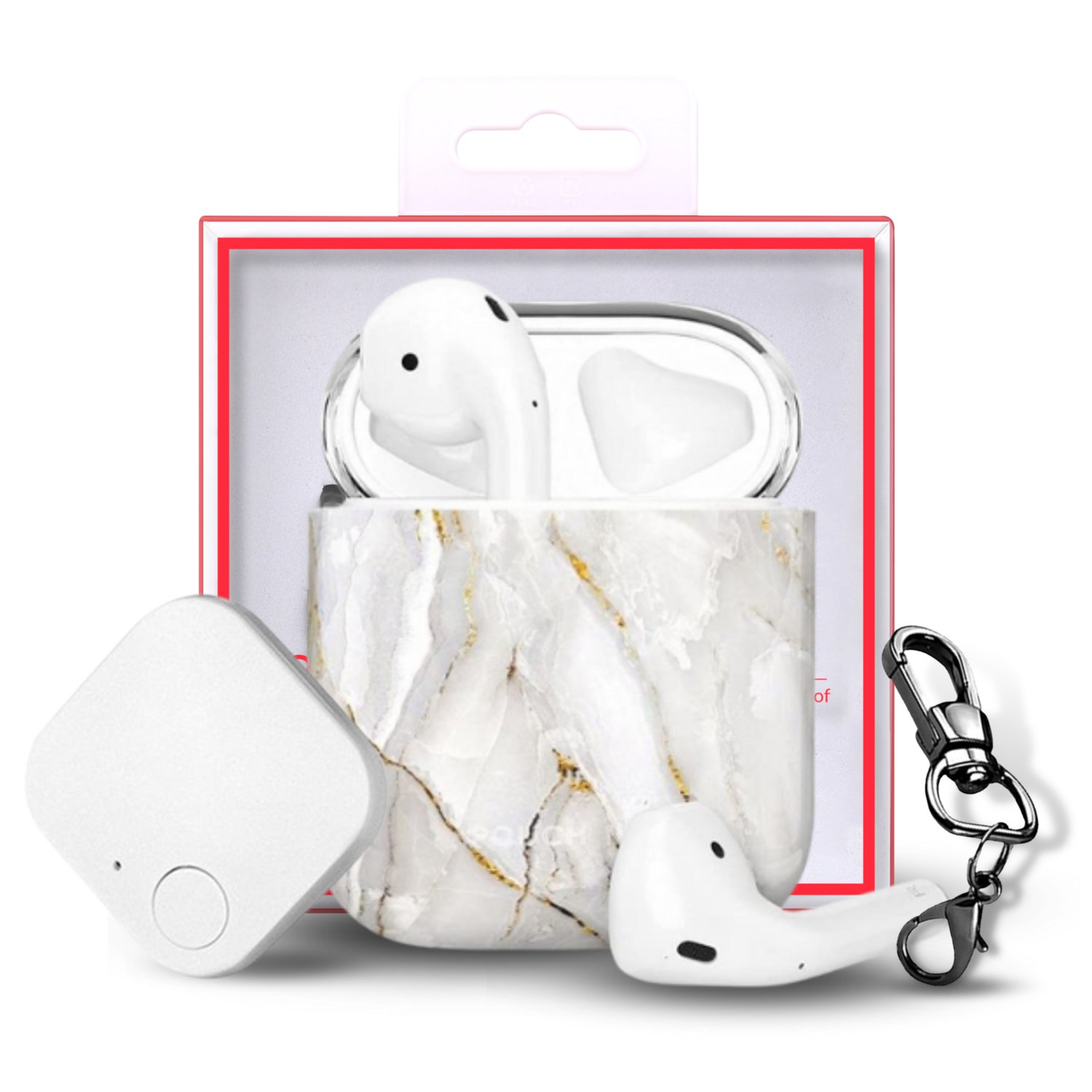 Finder Series™ Airpods Case Cover Gen 1 & 2 With Tracker Tile by Pouch Me - White Knight
