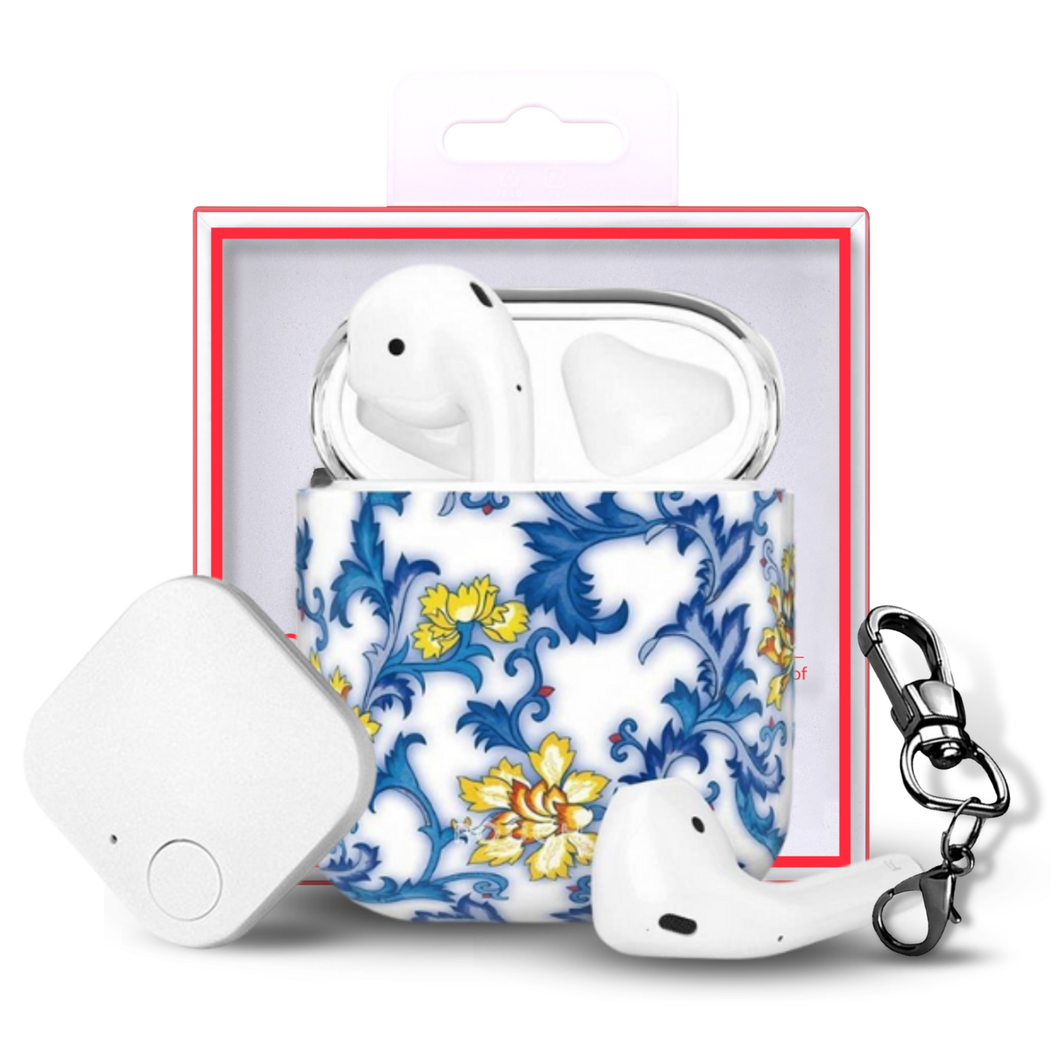 Finder Series™ Airpods Case Cover Gen 1 & 2 With Tracker Tile by Pouch Me - Blue Flame