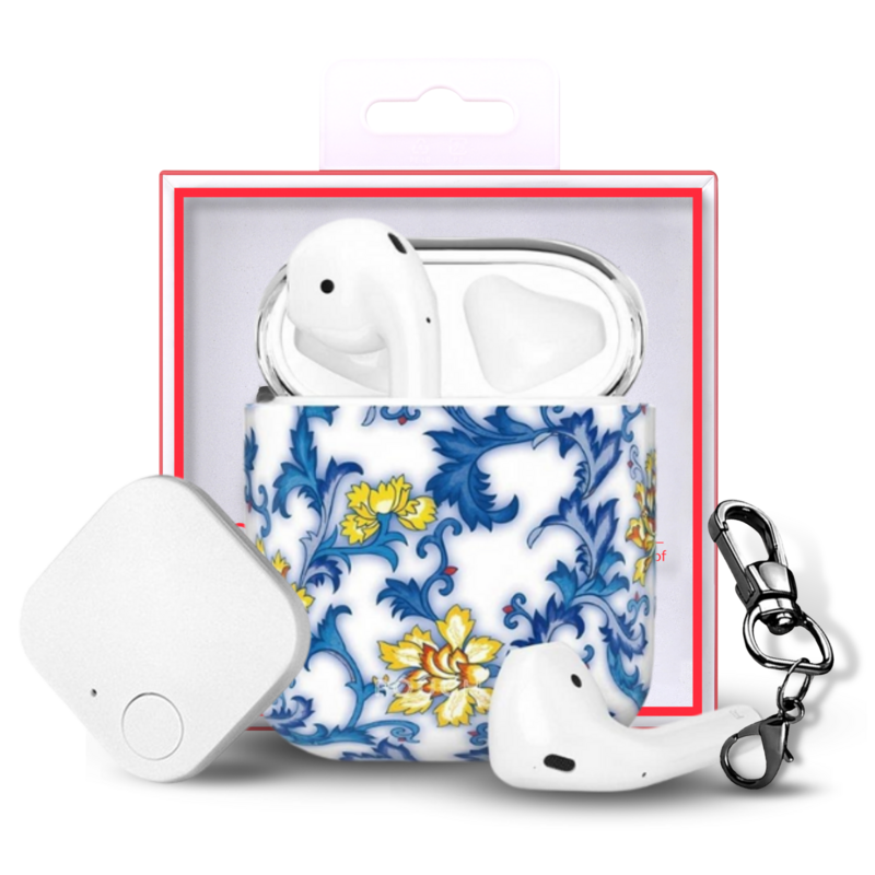Finder Series™ Airpods Case Cover Gen 1 &amp; 2 With Tracker Tile by Pouch Me - Blue Flame