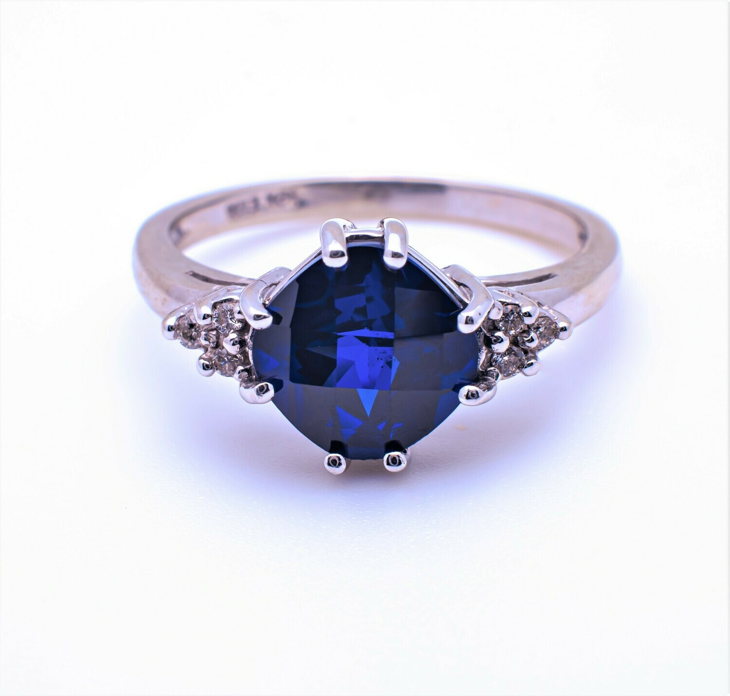 10k Gold Ring with Gemstone and Diamonds. SIZE-7