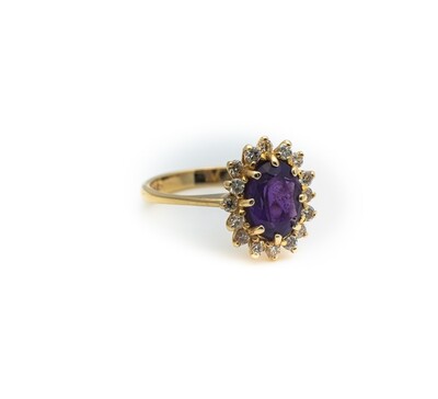 Purple Stone &amp; Diamond Ring