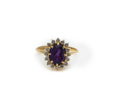 Purple Stone &amp; Diamond Ring