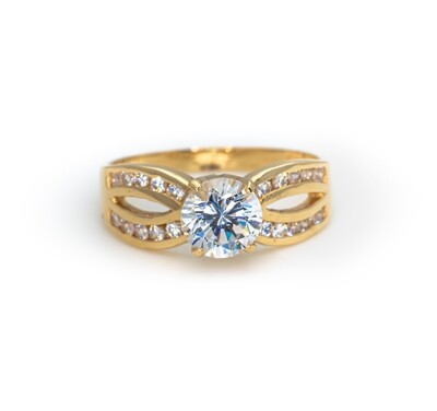 14k Gold Ring with CZ Stones