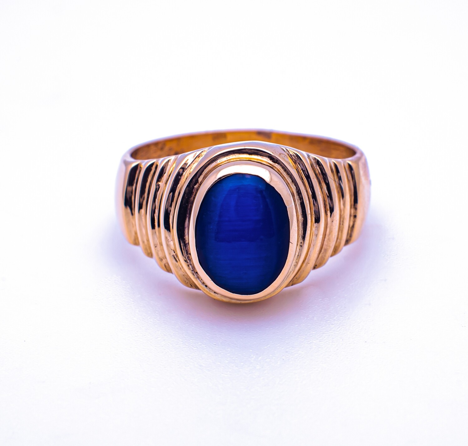 18K Gold Blue Gemstone Ring Size 6.5