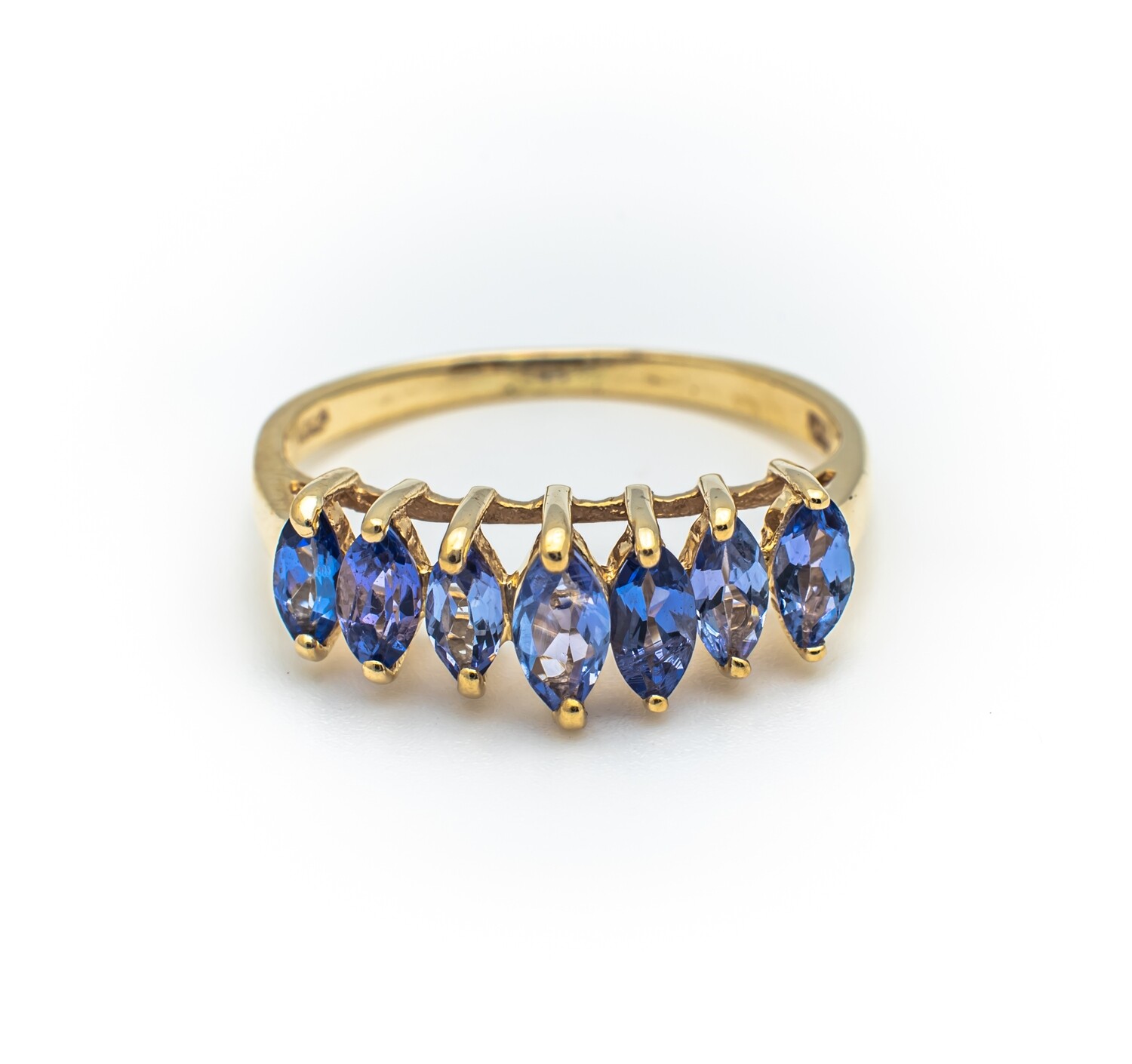 10k Gold Ring with Blue Gemstones. SIZE-7.5