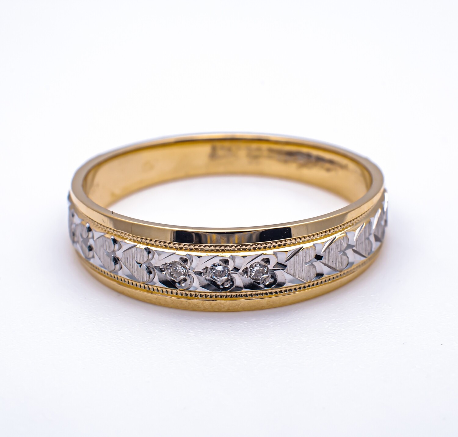 14k Gold Ring with Diamonds. SIZE-8.9