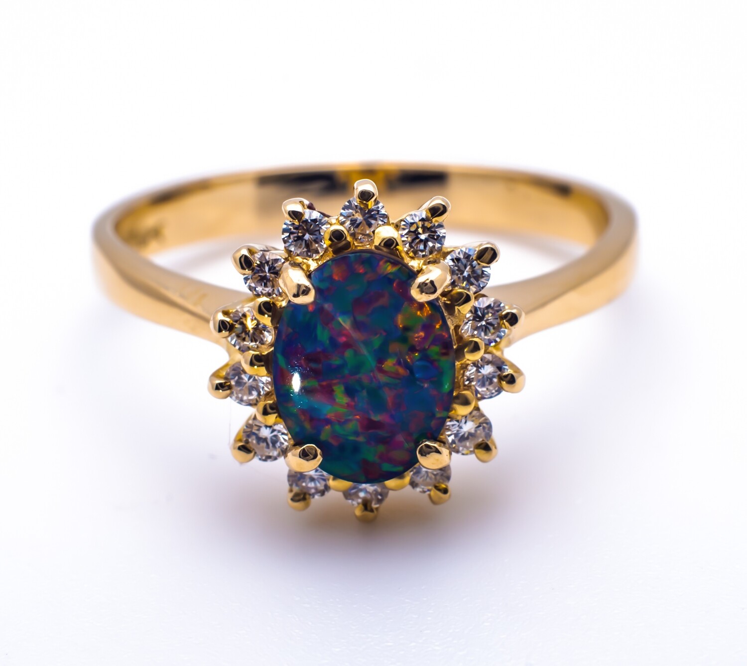14k Gold Ring with Gemstone with Diamonds. SIZE-7.5