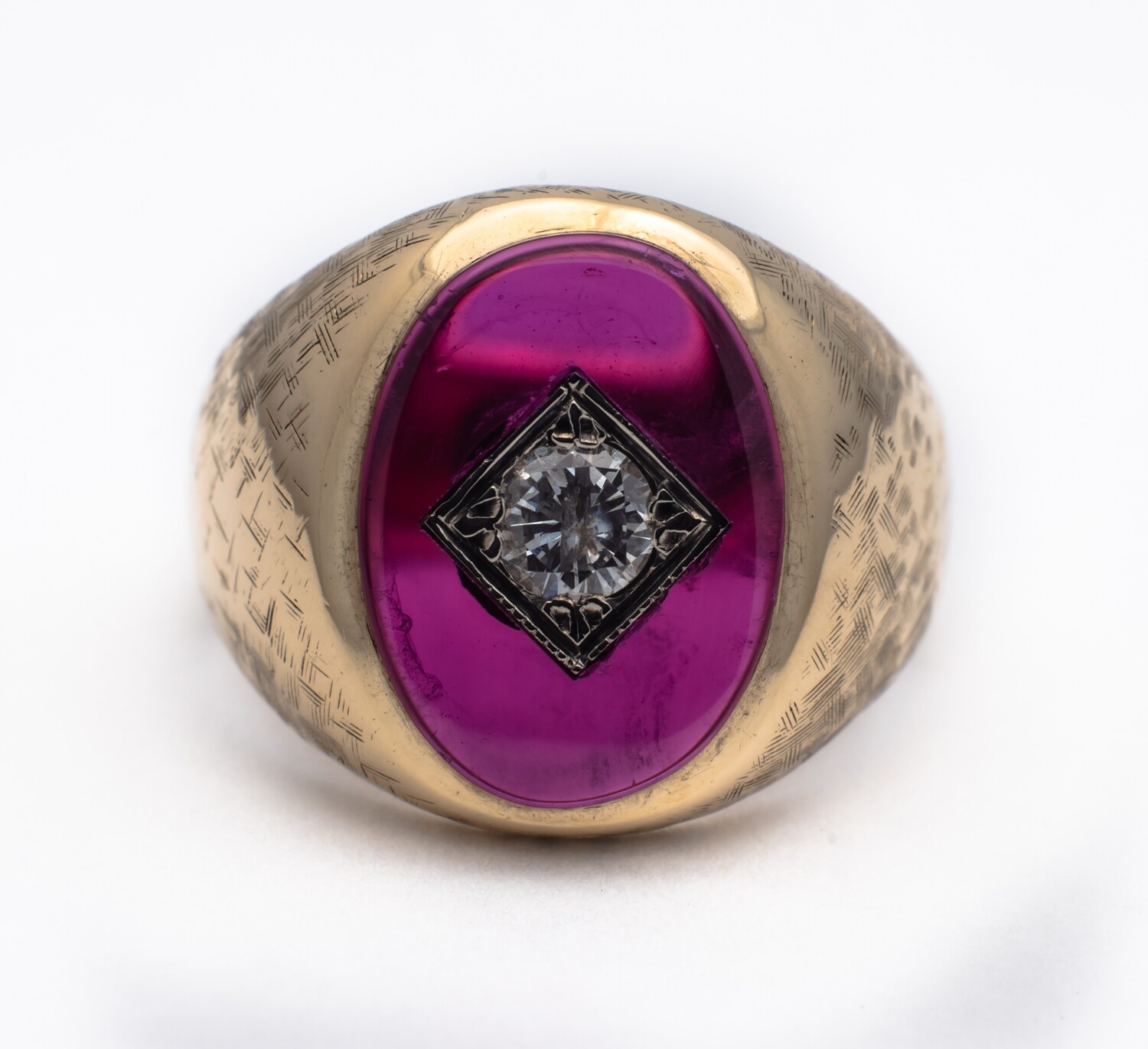 10k Gold Gemstone and Diamond Ring