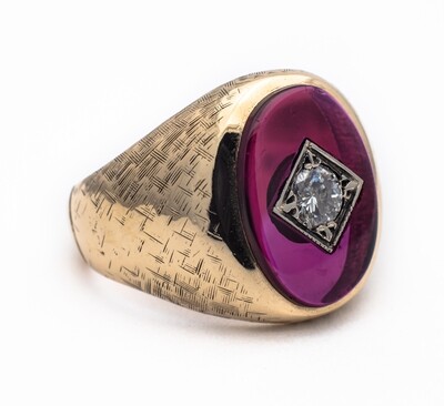 10k Gold Gemstone and Diamond Ring