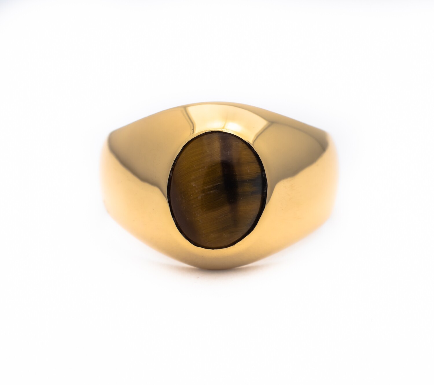 14k Gold Tiger Eye Ring Size 8.5