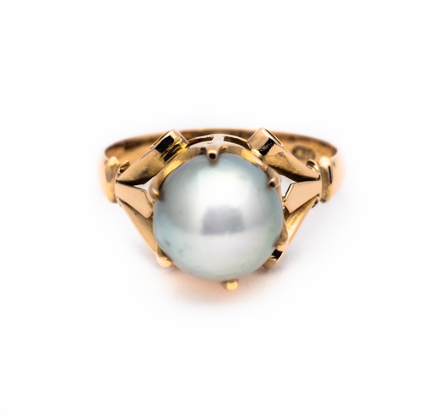 18K Gold Pearl Ring Size 7