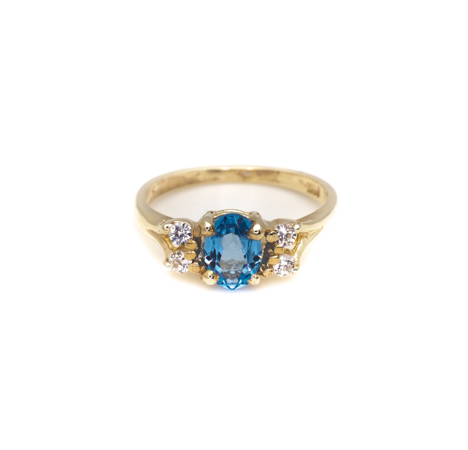 Blue Gemstone &amp; CZ Ring
