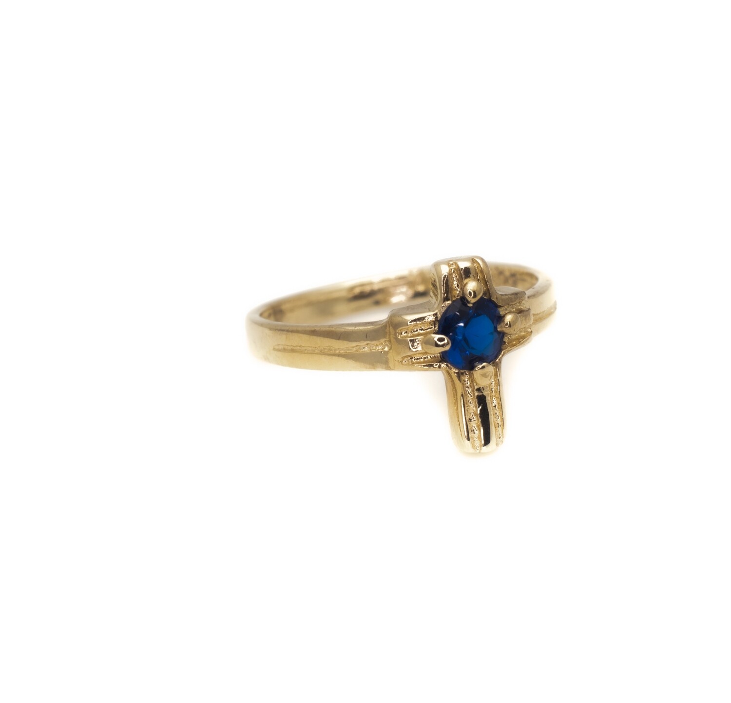 14k Gold Ring with Blue Gemstone. SIZE-2.5