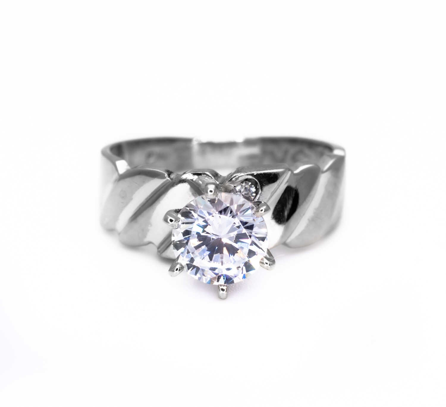 10k Gold Ring with CZ stones. SIZE-5.5