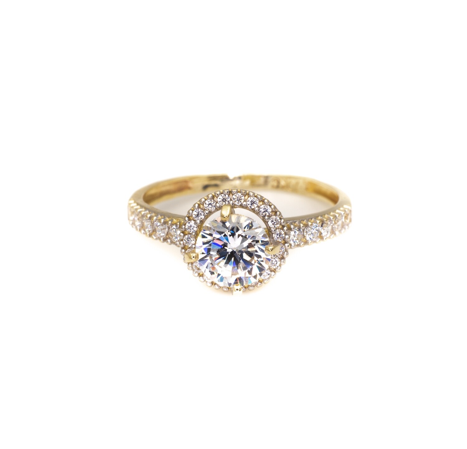 10k Gold Ring with CZ stones. SIZE-6