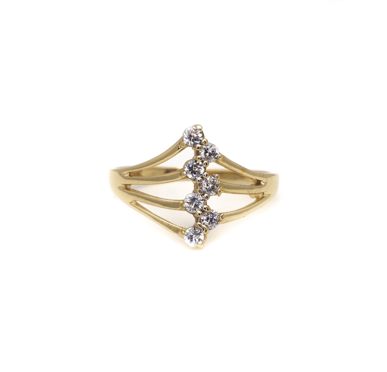10k Gold Ring with CZ stones. SIZE-6.5