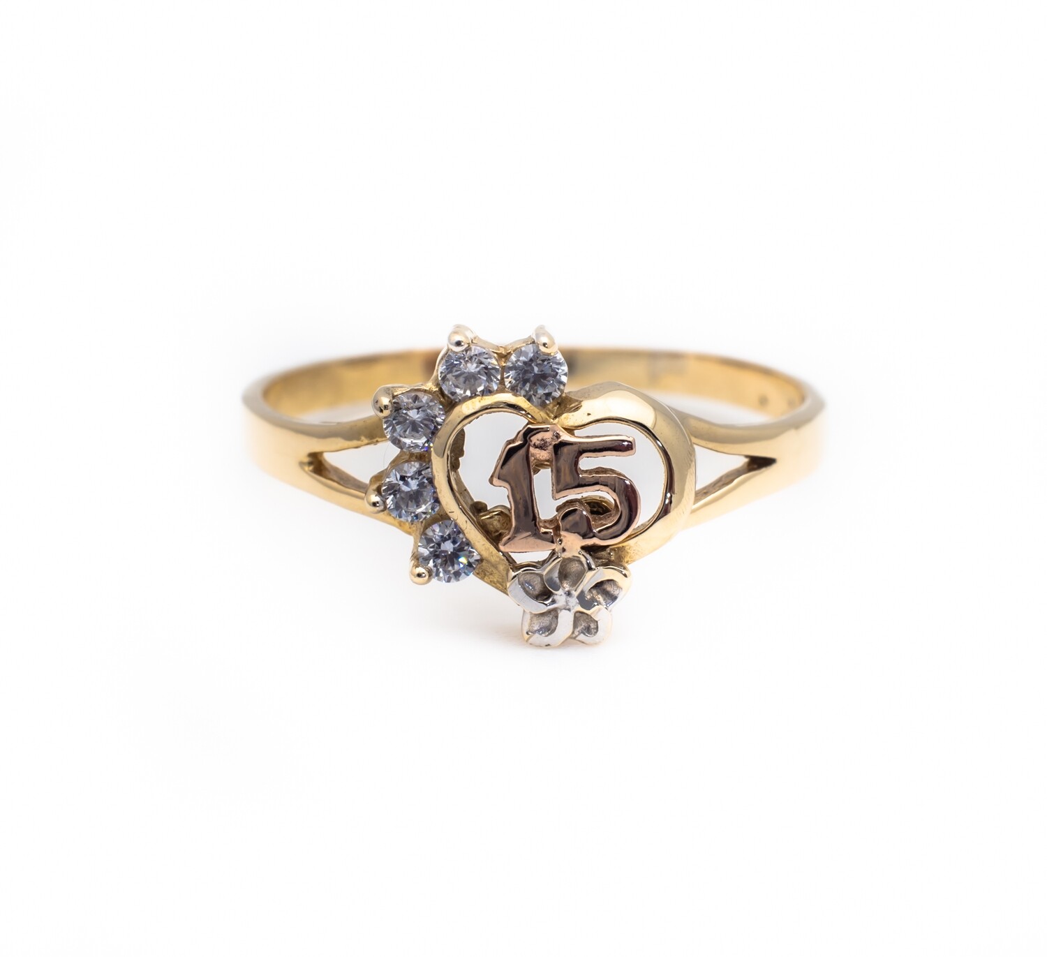 10k Gold Ring with CZ stones. SIZE-8.5