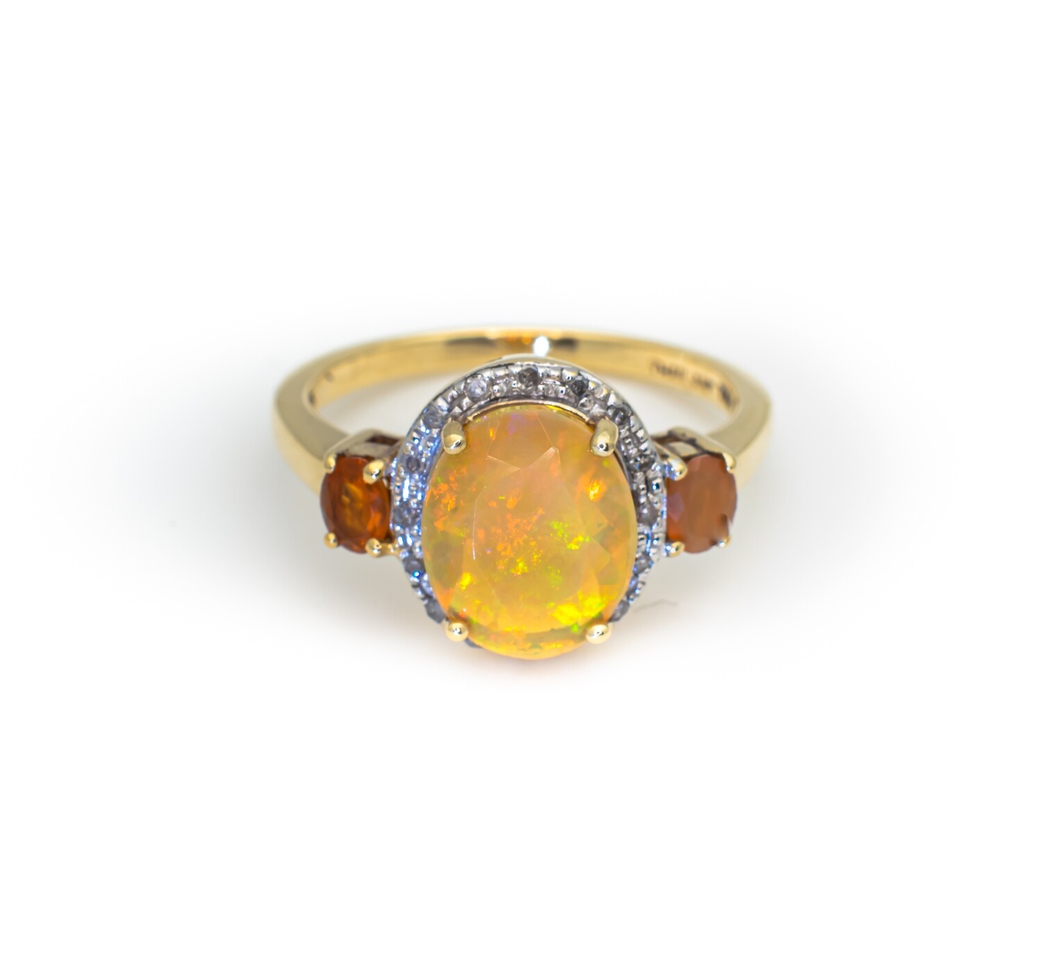 10k Gold Ring with Gemstones and Diamonds. SIZE-7
