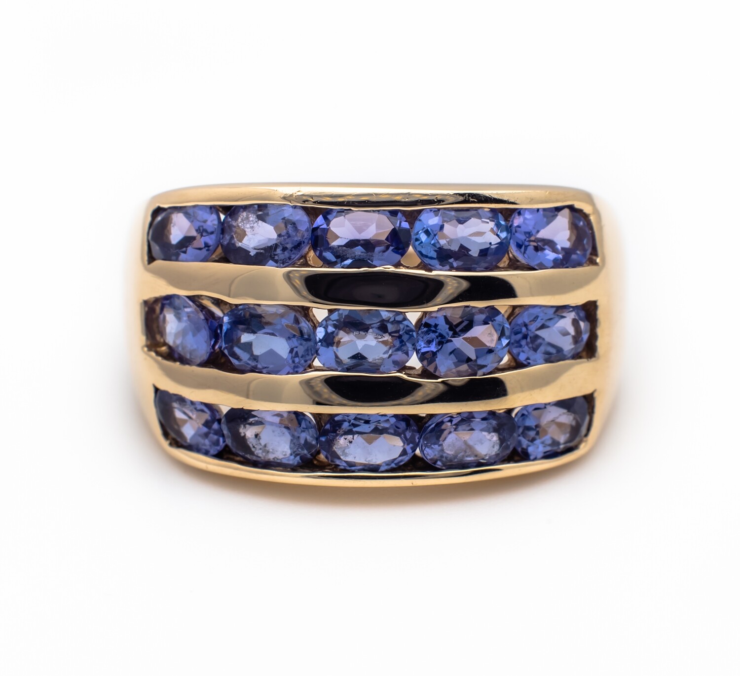 10k Gold Ring With blue Gemstones. SIZE-7.5