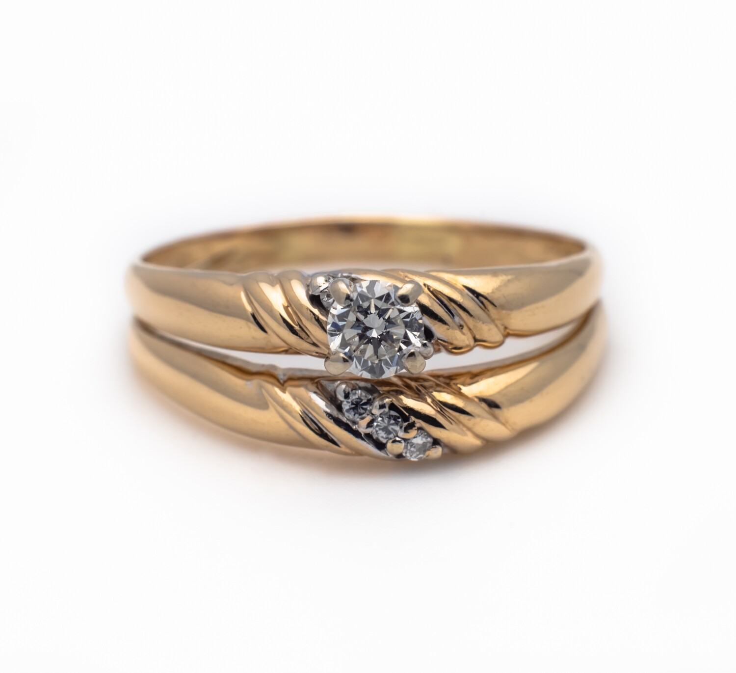 14k Gold Ring with Diamonds. SIZE-10