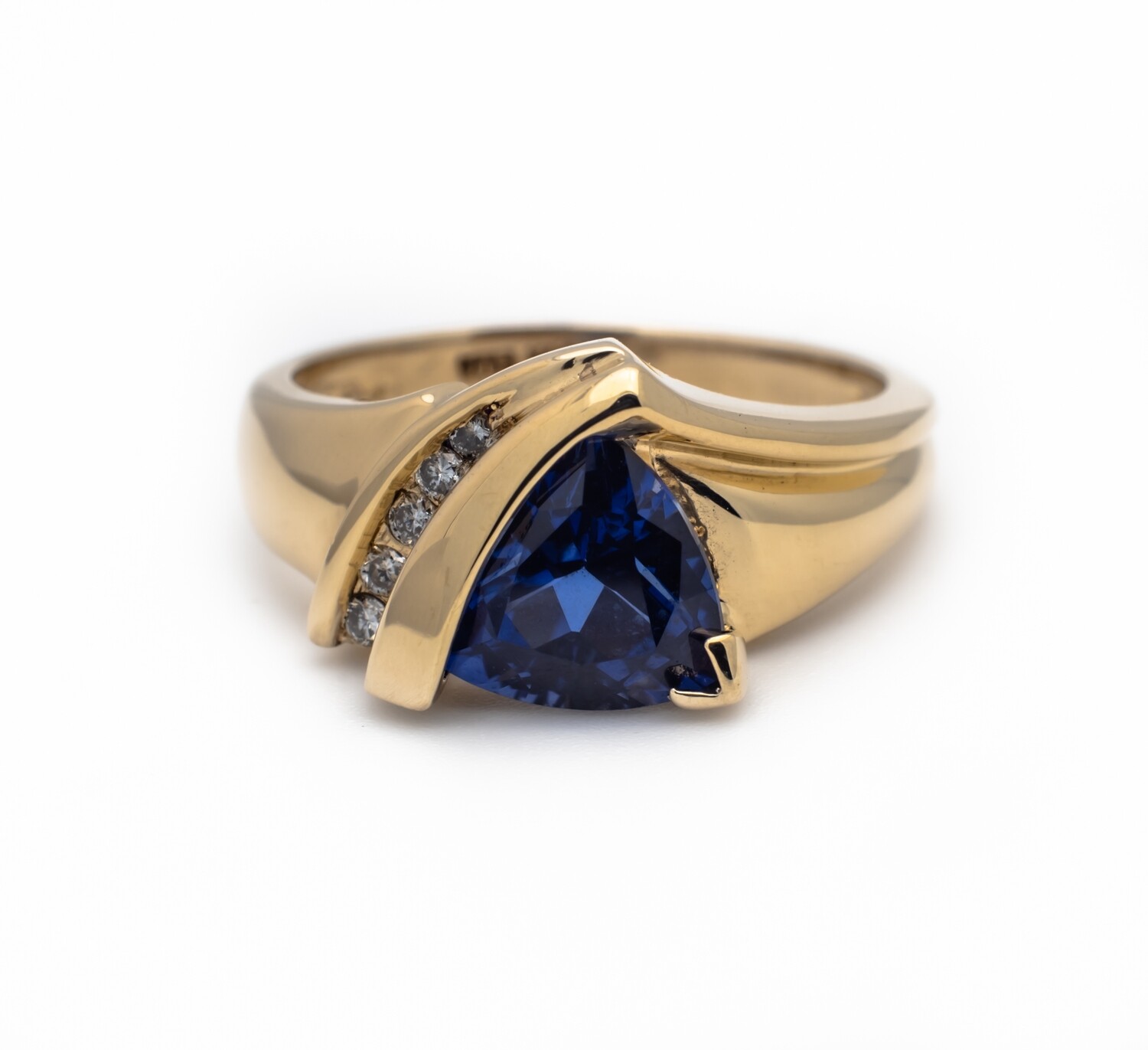 14K Gold Gemstone and Diamond Ring Size 7