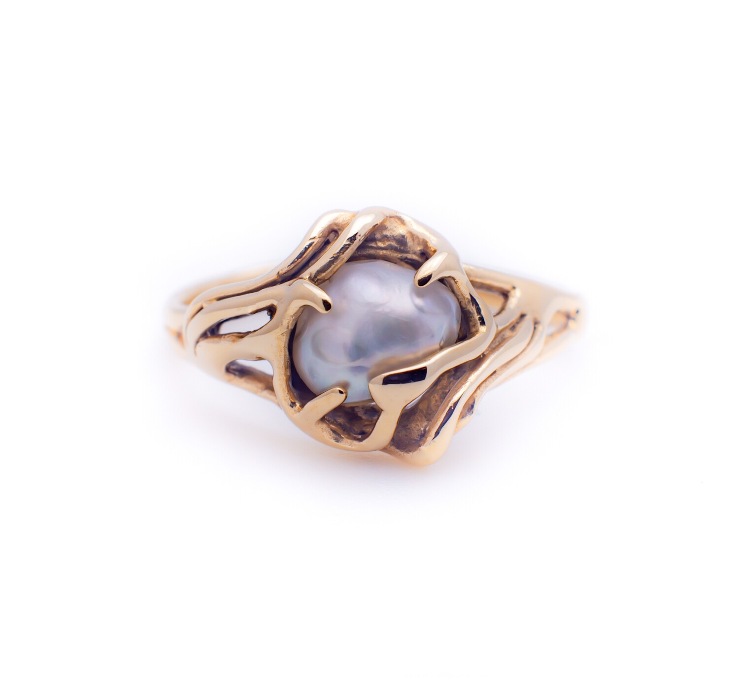 14k Gold Ring with Pearl. SIZE-5.5