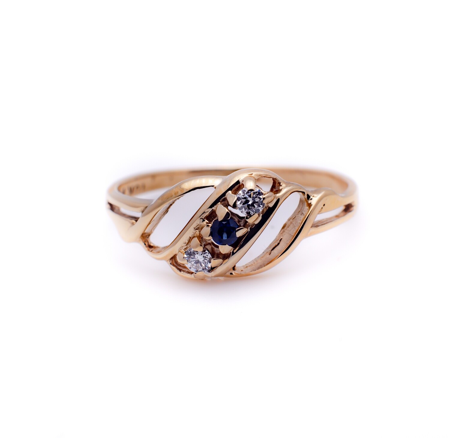 10k Gold Ring with Gemstone and Diamonds. SIZE-6.5